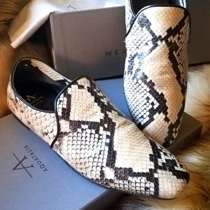 Aquatalia Embossed Taupe/ Black Loafers. EXCELLENT.